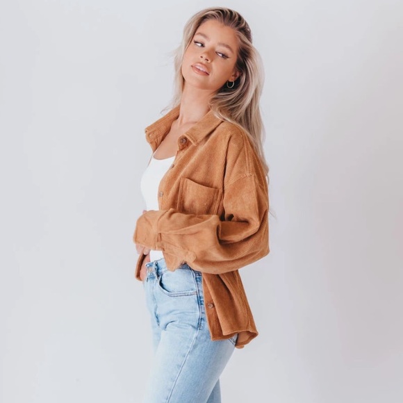 Corduroy Shacket in Camel size s/m - Picture 5 of 5